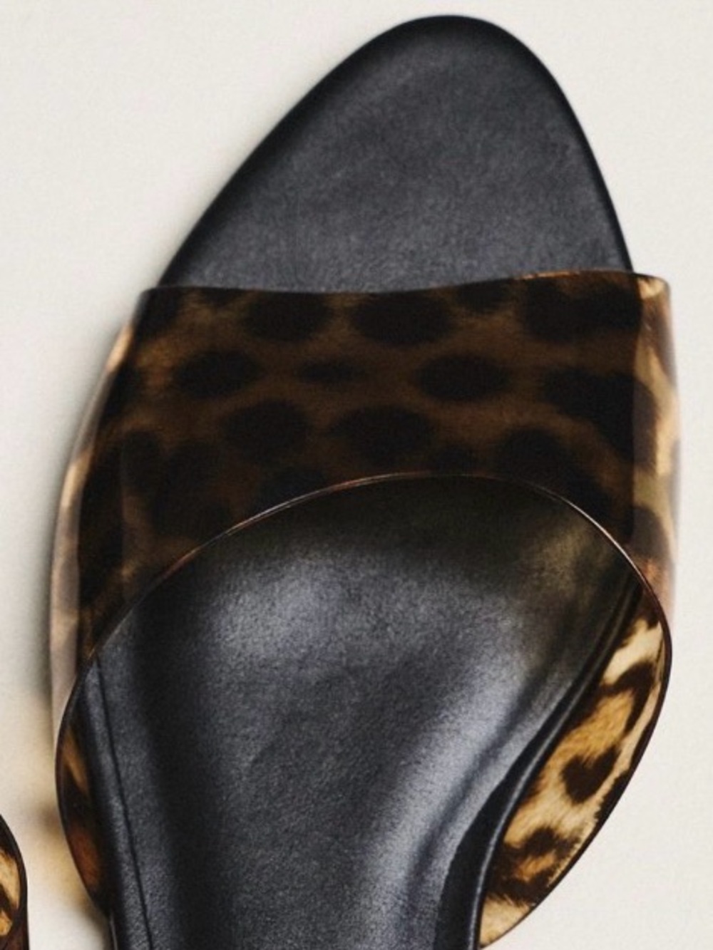 Maeve Leopard-Print Slide Sandals in Black and Brown